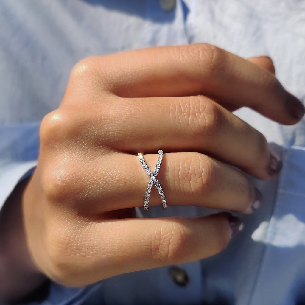 Classic Criss Cross Eternity Band In Round Cut