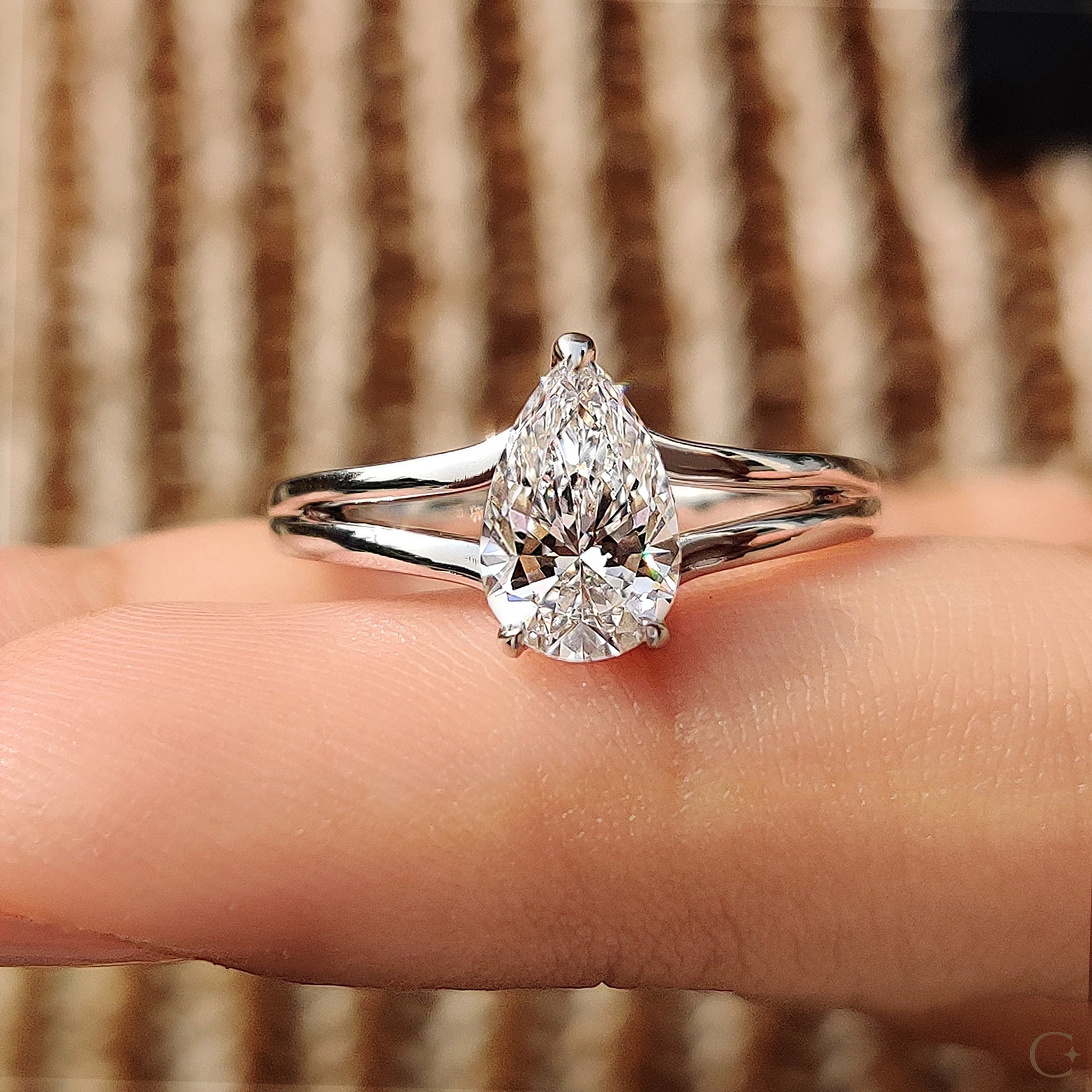 Hidden Halo Teardrop Diamond Ring