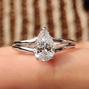 Split Shank Engagement Ring with Pear Diamond