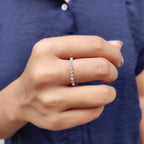 White Gold Wedding Band In Round Cut Moissanite