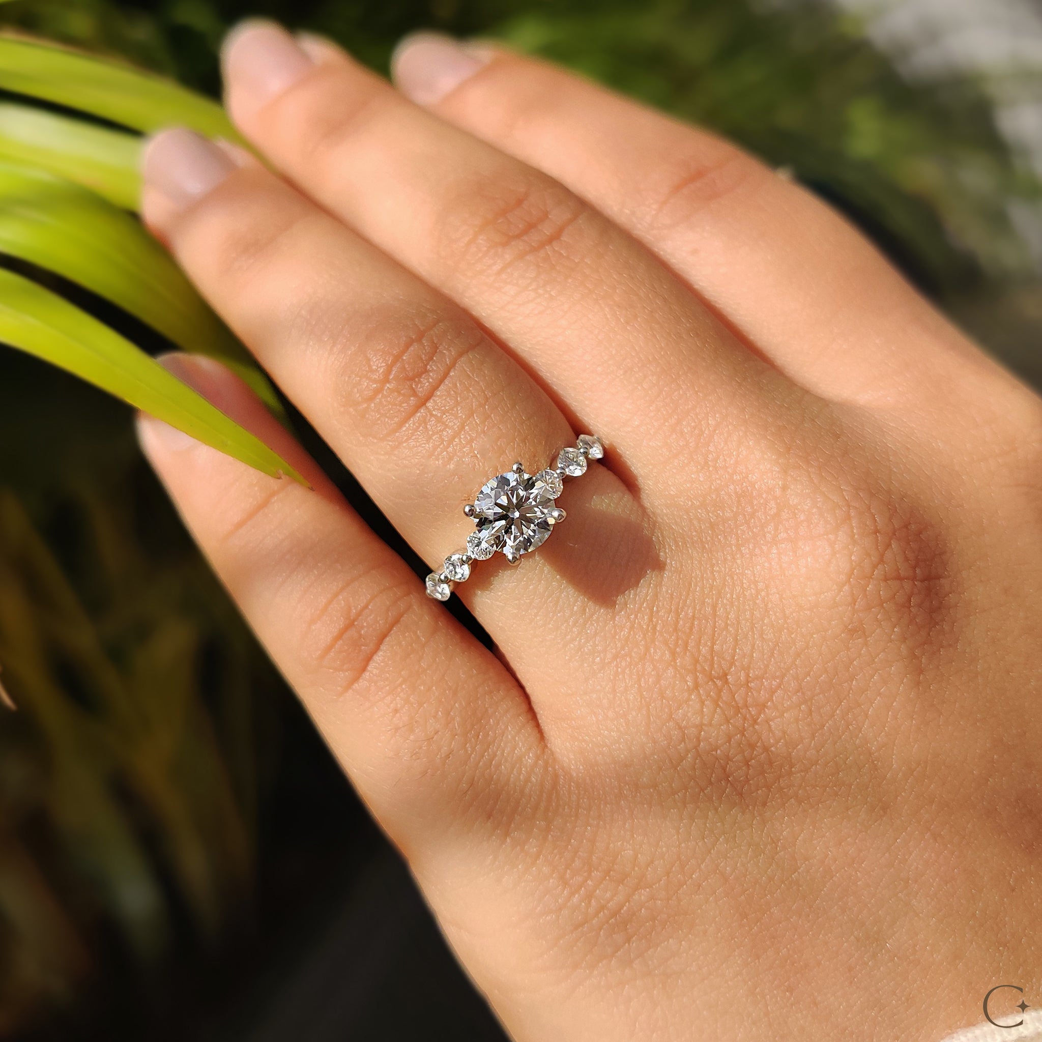 Round Brilliant Cut Diamond Ring With Round Cut Side Stones Secondary image