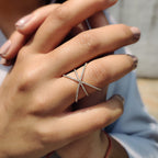 Criss Cross Wedding Band With Round Cut Moissanite