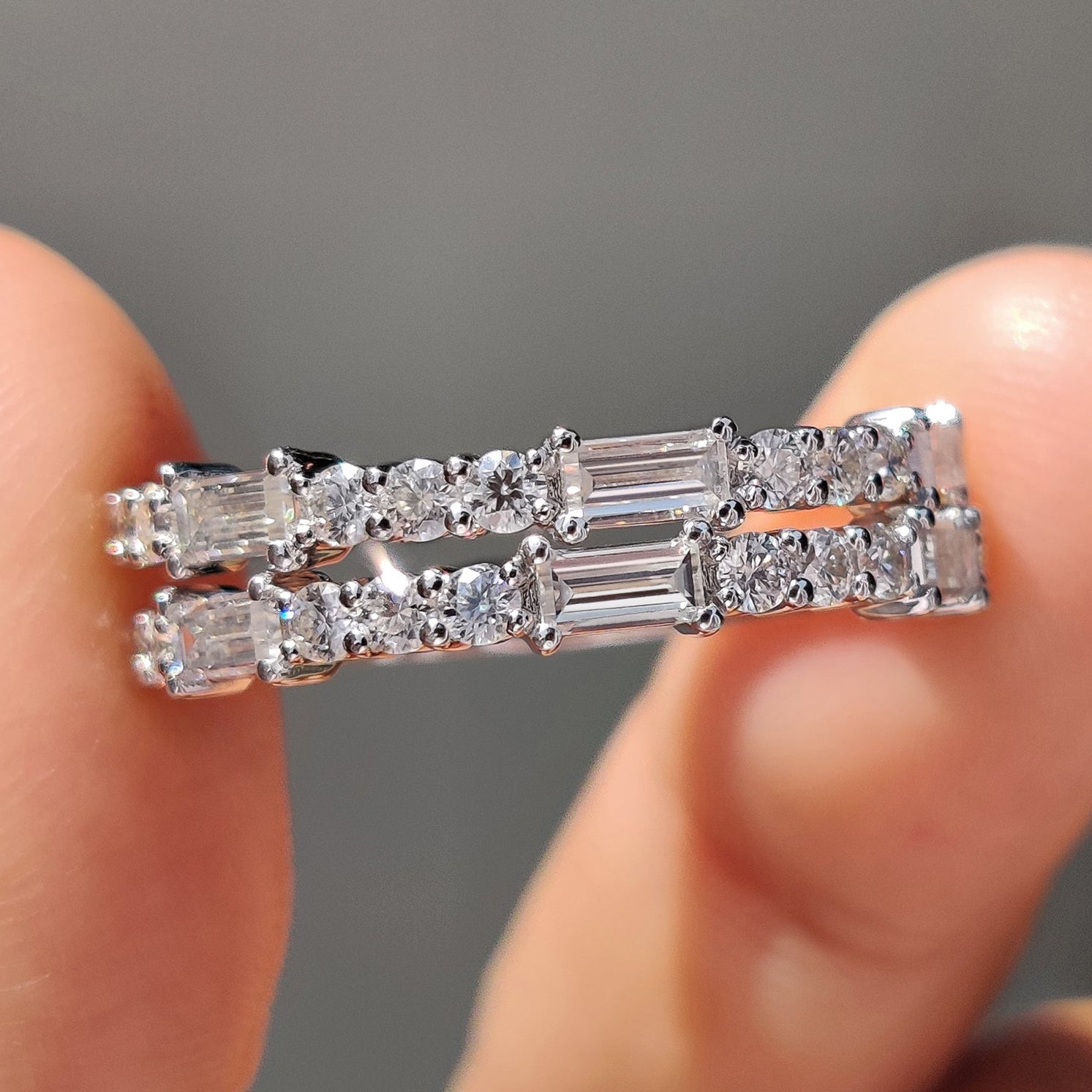 Baguette and Round Cut Wedding Band In Half Eternity Main image