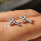 Round Cut Diamond Cross Earrings