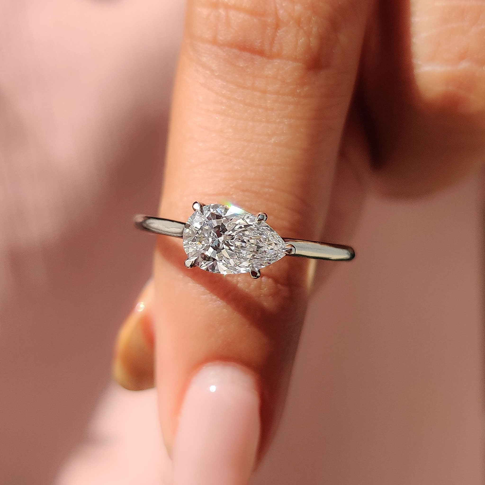 Pear Cut East To West Diamond Ring Main image