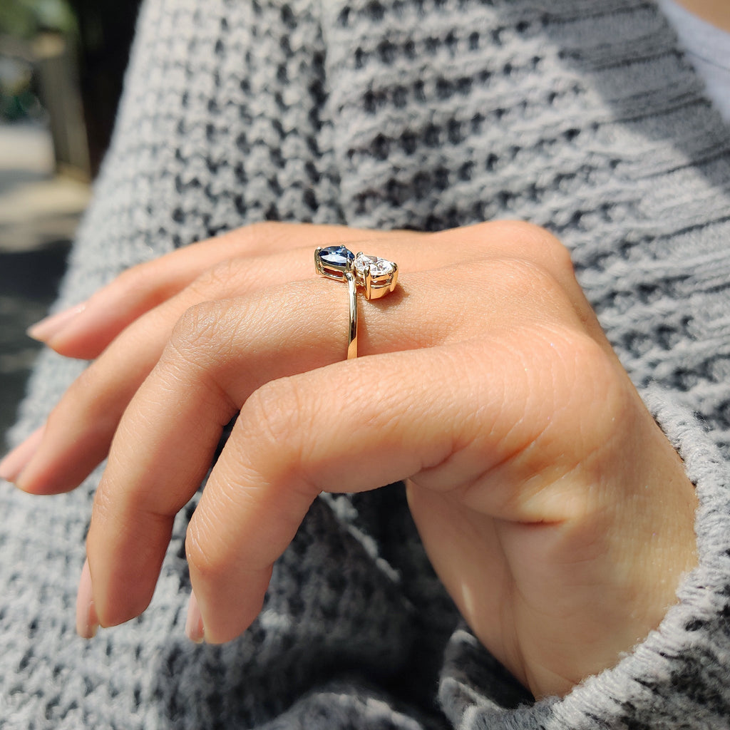 Pear Cut Two Stone Bypass Setting Ring