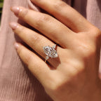 3 Stone Marquise Diamond Ring With Kite Side Stone