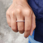 White Gold Wedding Band In Round Cut Moissanite