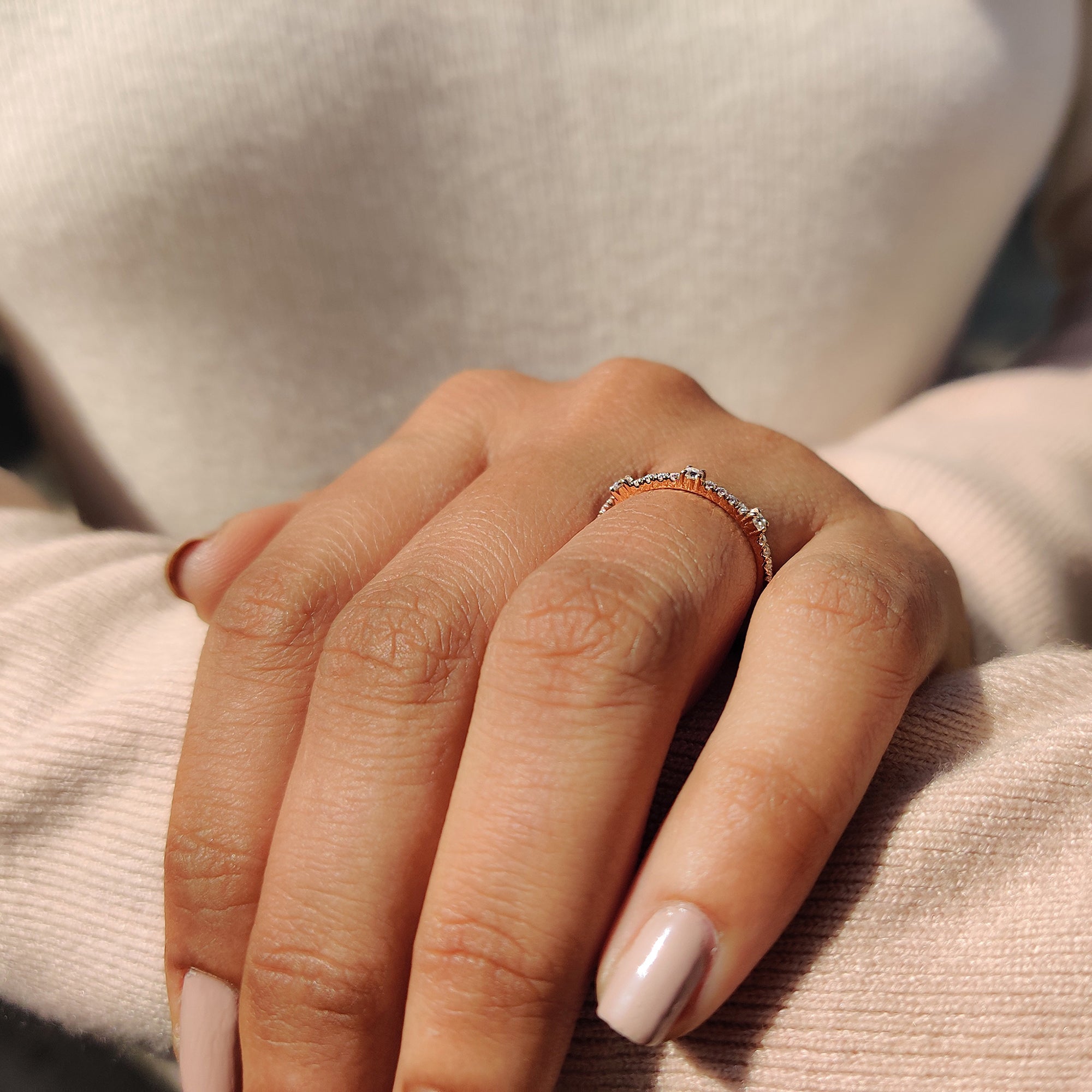 Round Cut Moissanite Half Eternity Band