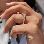 Pear Wedding Band with Tiara Crown Design