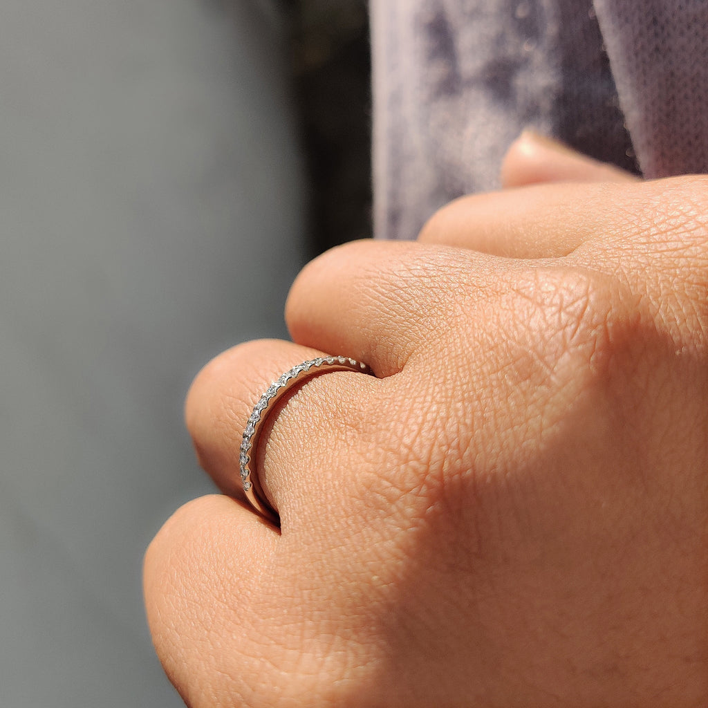 Round Cut Wedding Band In Half Eternity Style