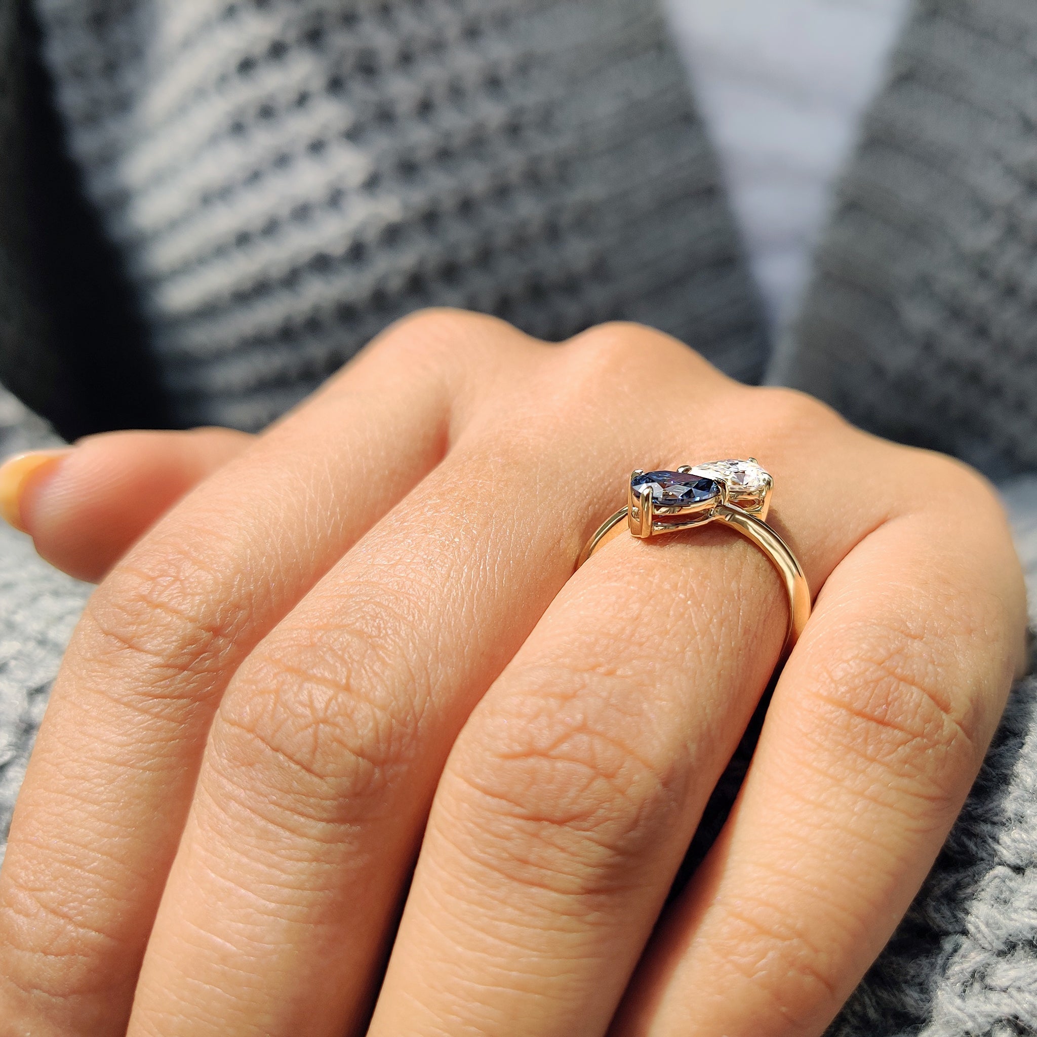 Pear Cut Two Stone Bypass Setting Ring