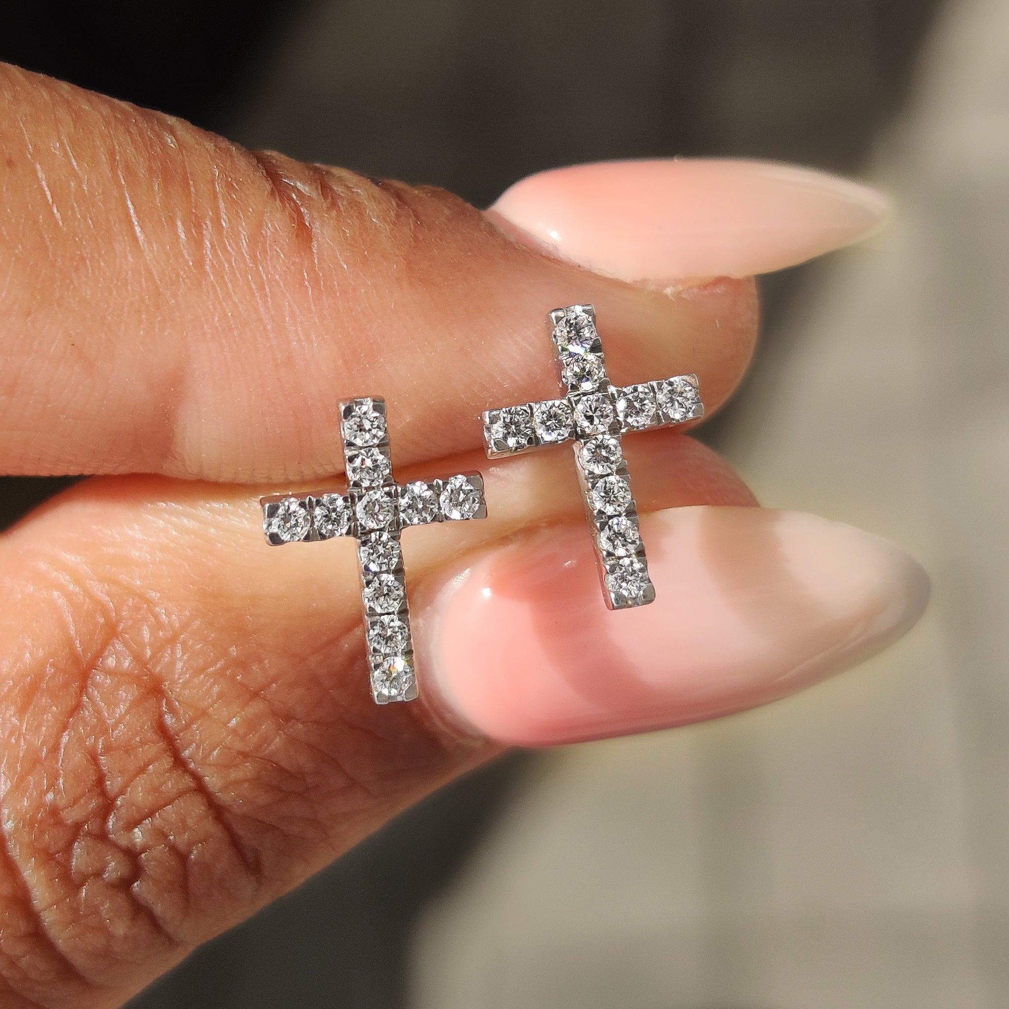 Round Cut Diamond Cross Earrings Main image