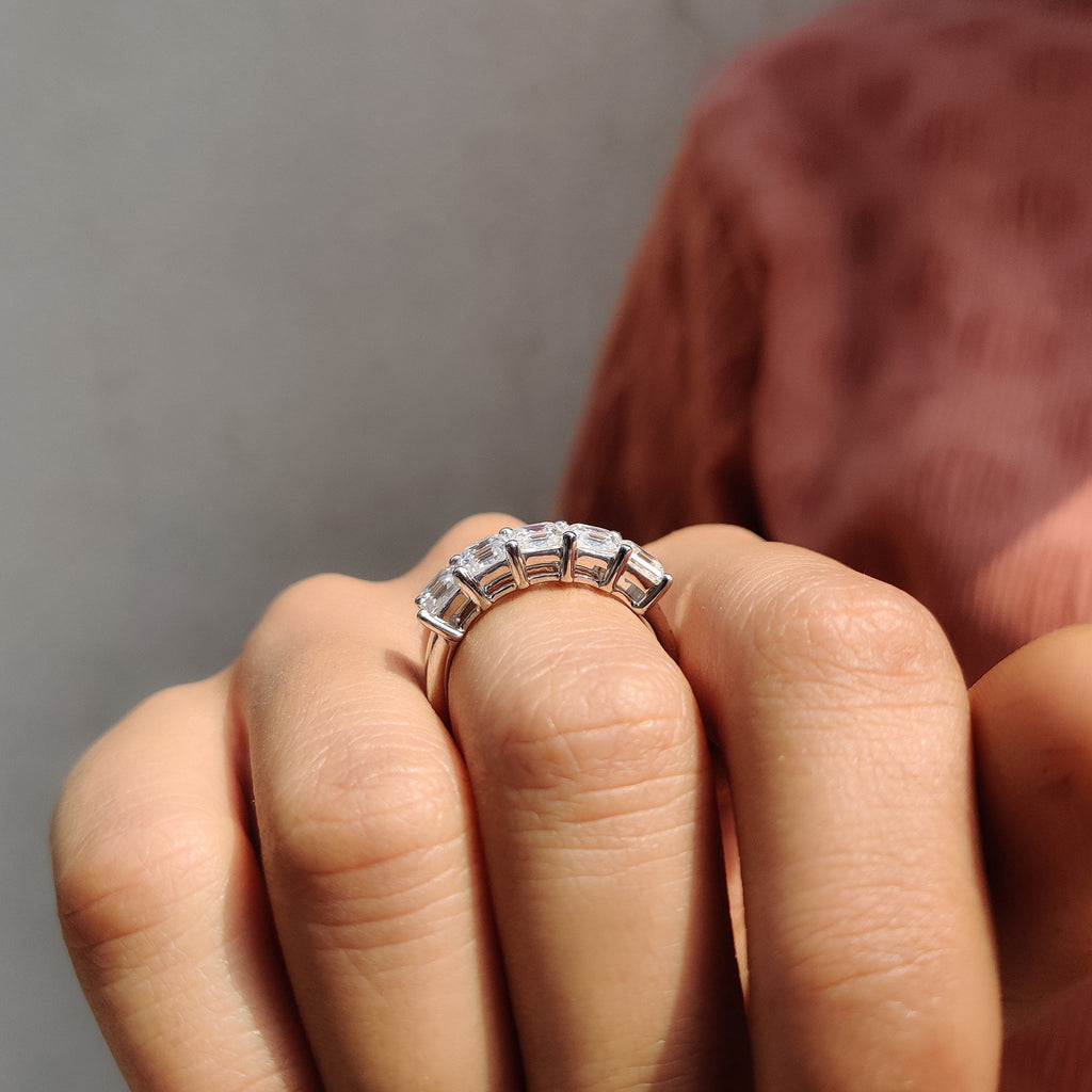 Asscher Cut 5 Stone Wedding Band