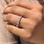 Baguette And Round Moissanite Band with Half Eternity design