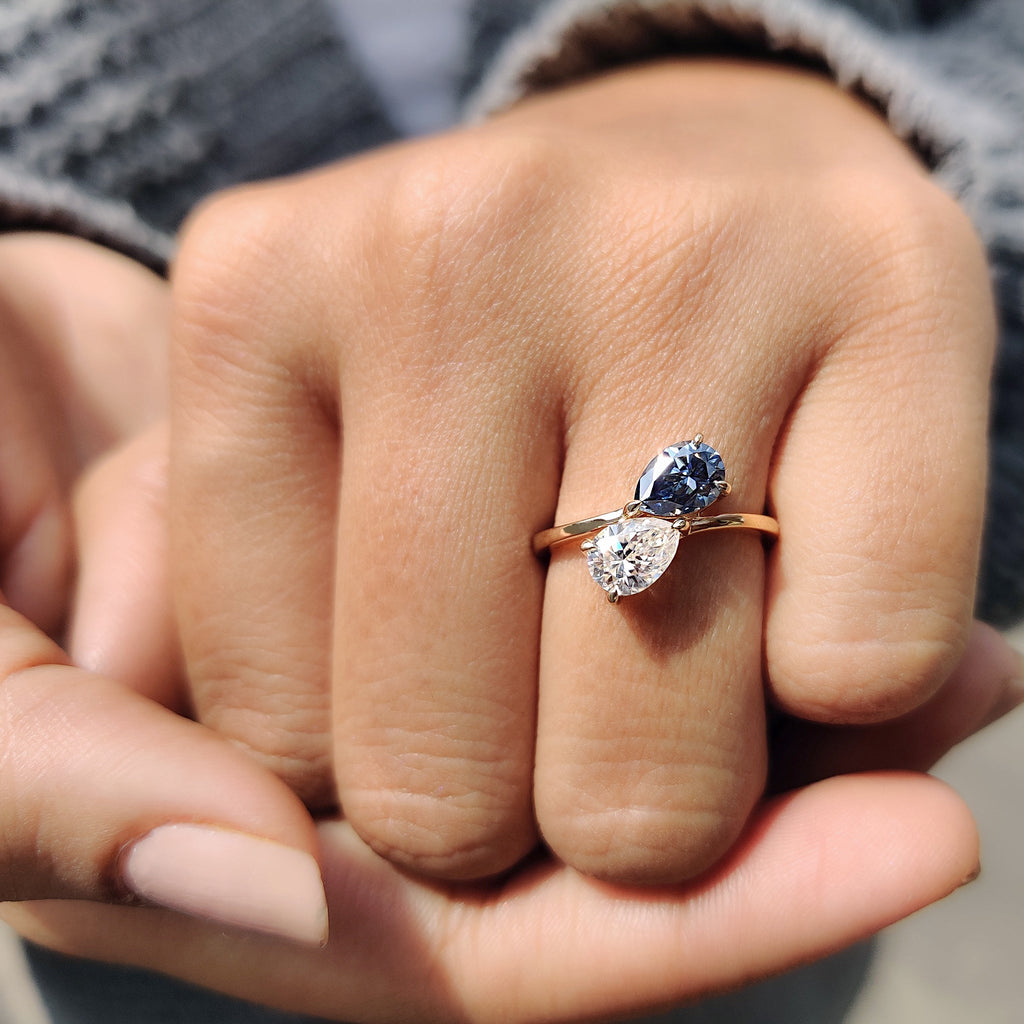 Pear Cut Two Stone Bypass Setting Ring