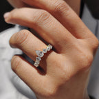 Pear Wedding Band with Tiara Crown Design