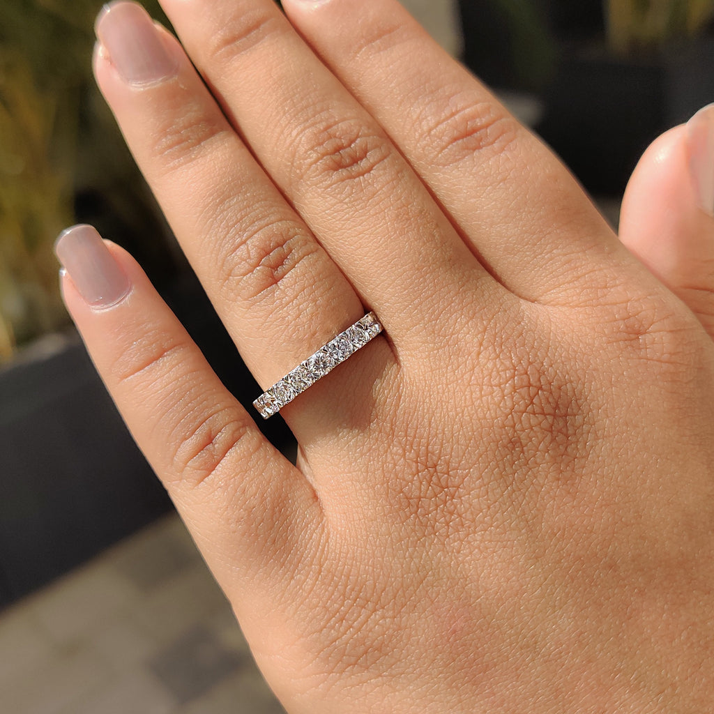 Round Cut Eternity Band In Secure Prong Setting