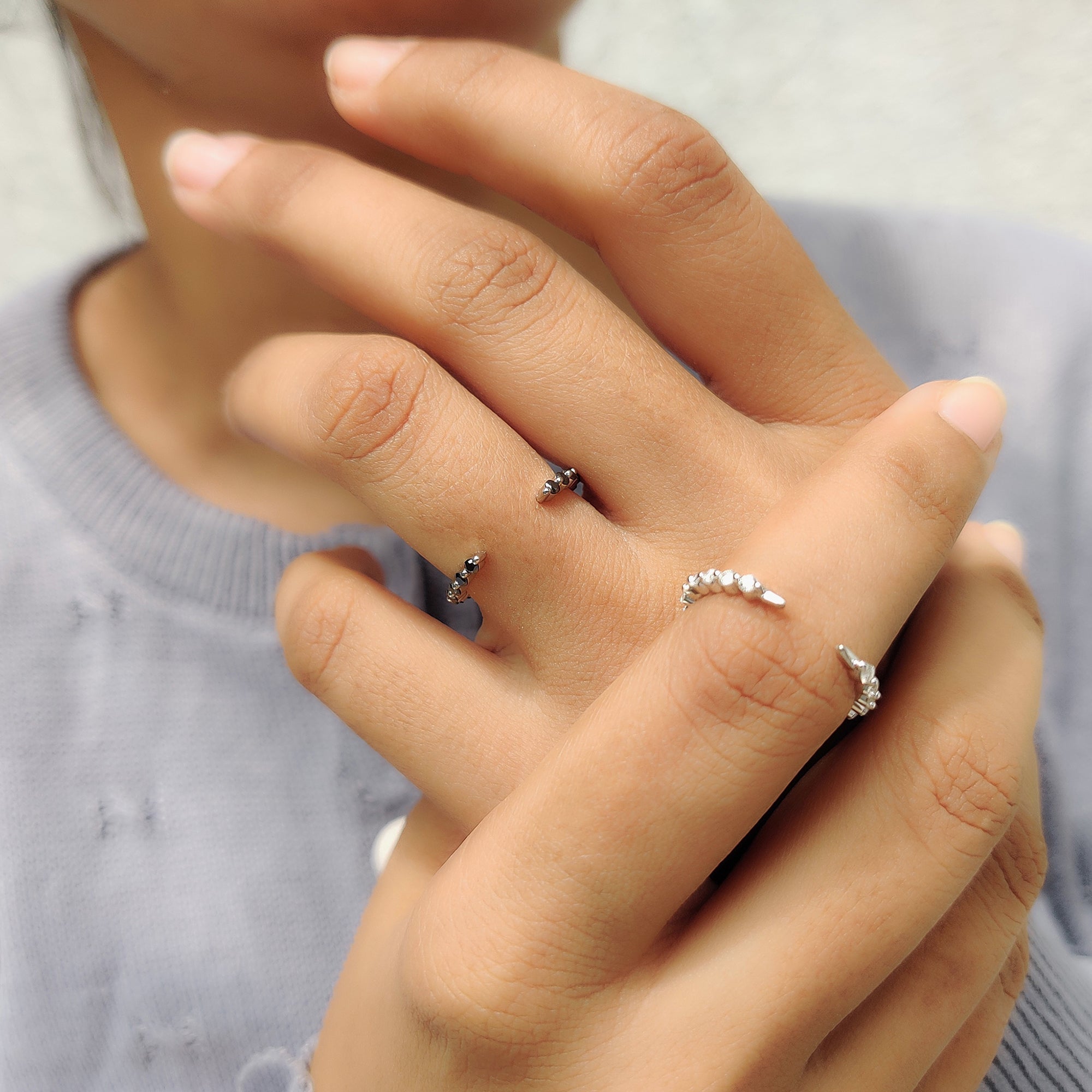 Black Moissanite Wedding Band With Open Gap Look