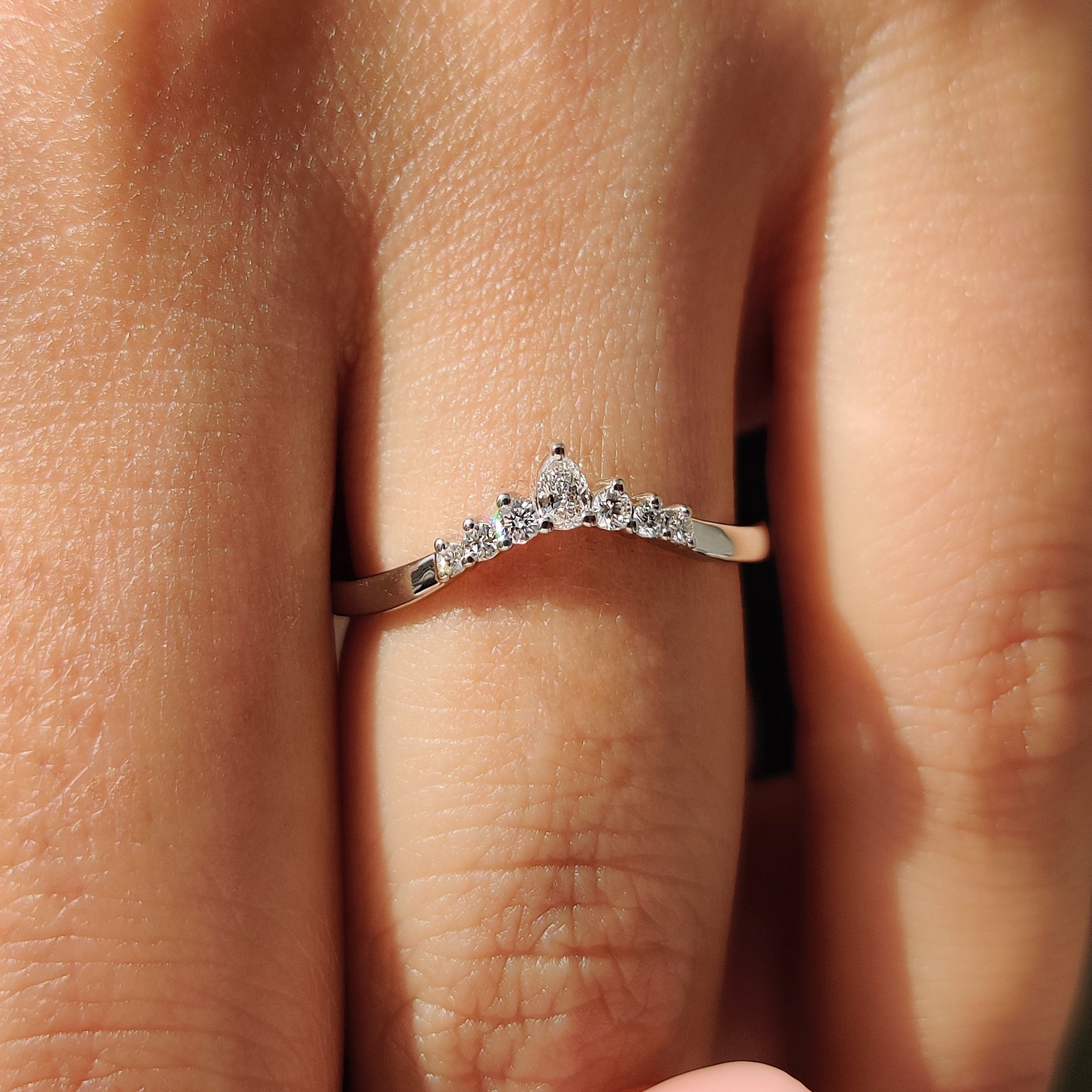 Pear and Round Cut 7 Stone Diamond Band