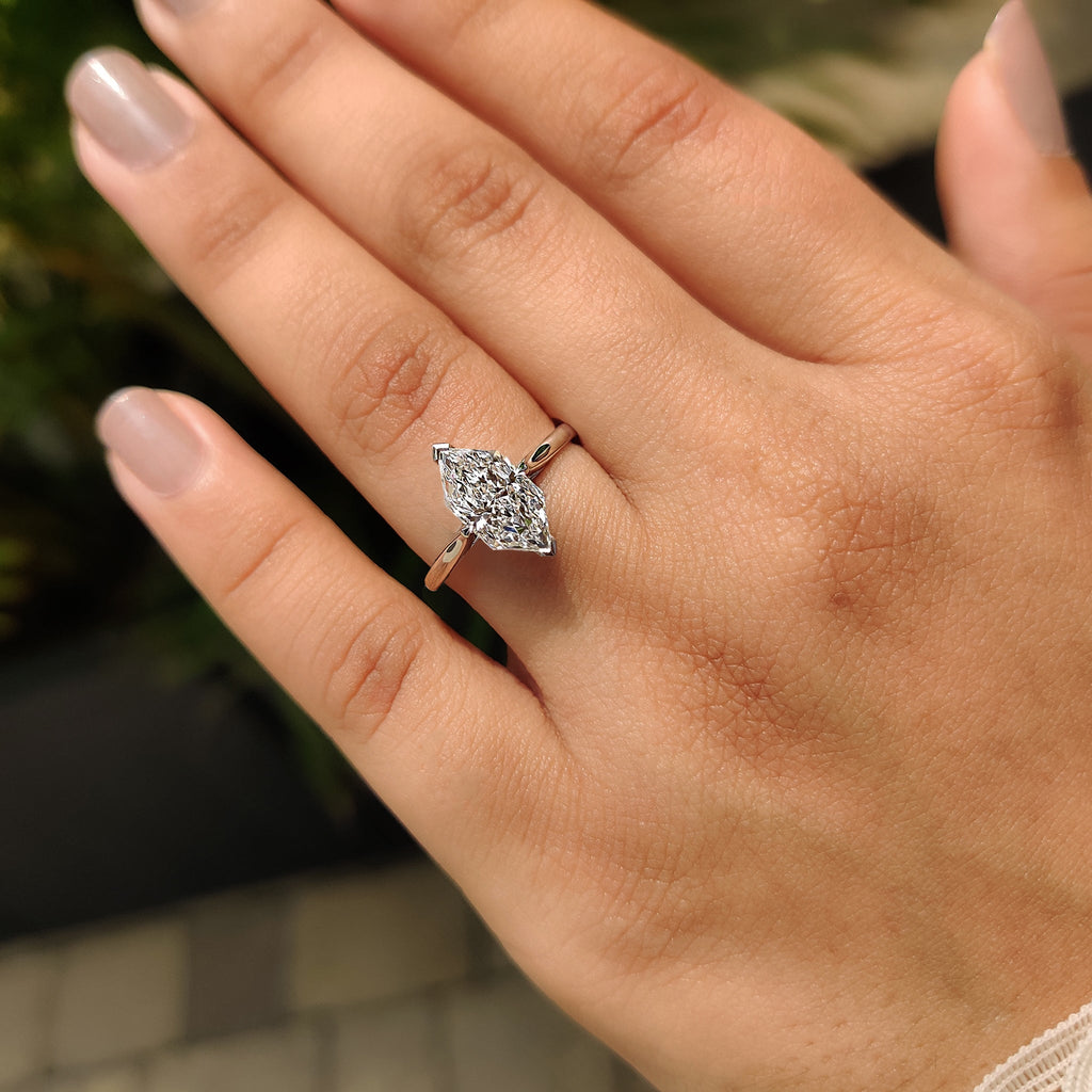 Hidden Halo Dutch Marquise Engagement Ring