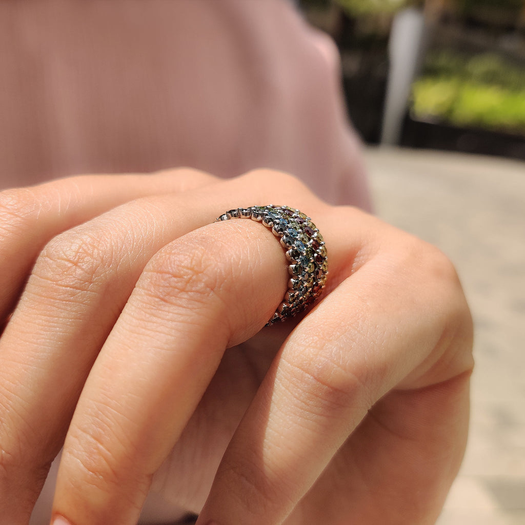 Stackable Wedding Bands In Colored Diamonds