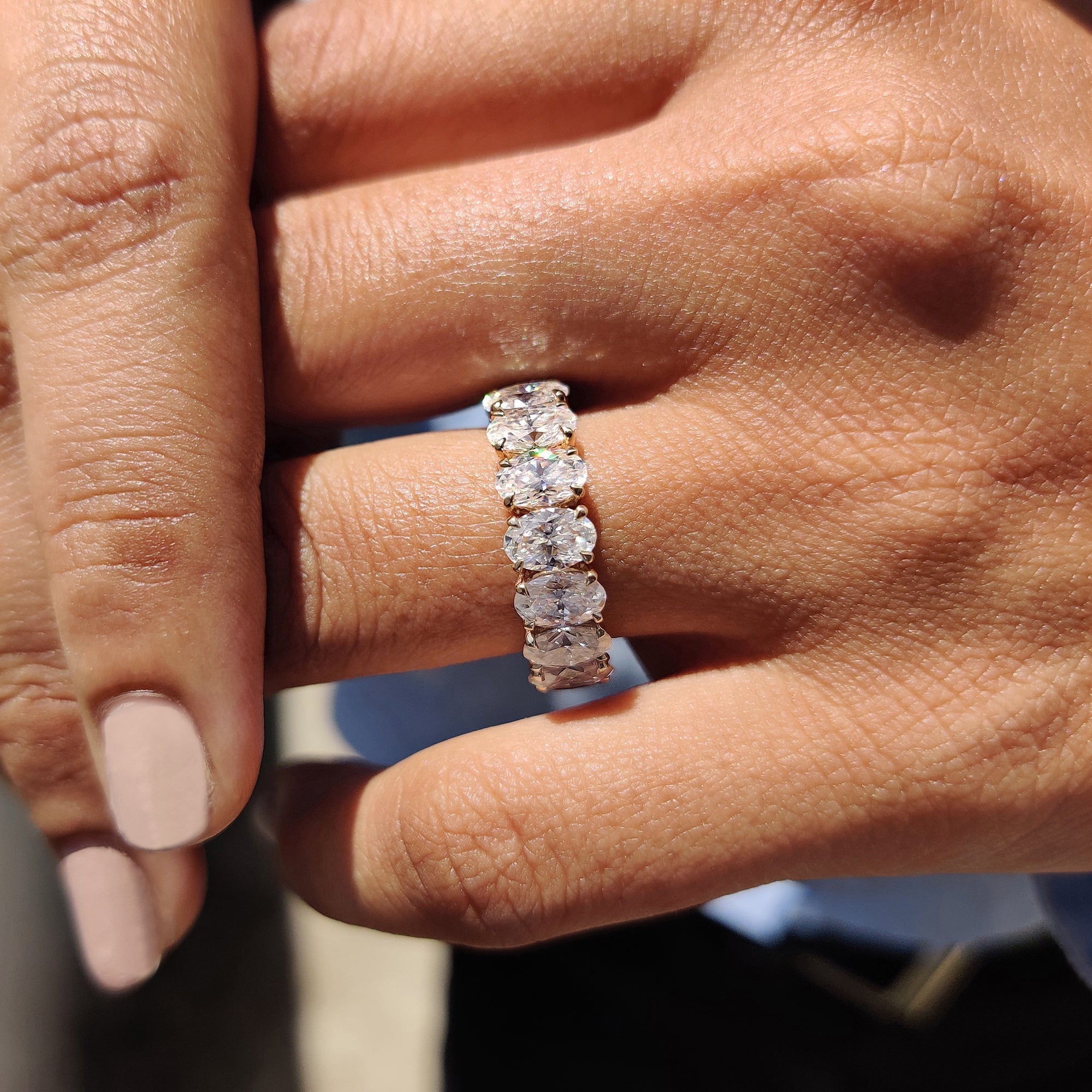 Full Eternity Oval Cut Moissanite Wedding Band