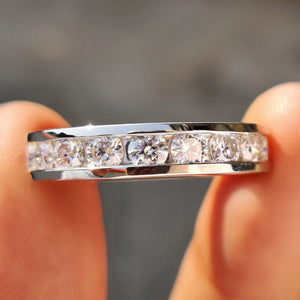 Round Cut Full Eternity Channel Set Wedding Band