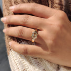 Asscher cut engagement ring in semi bezel setting