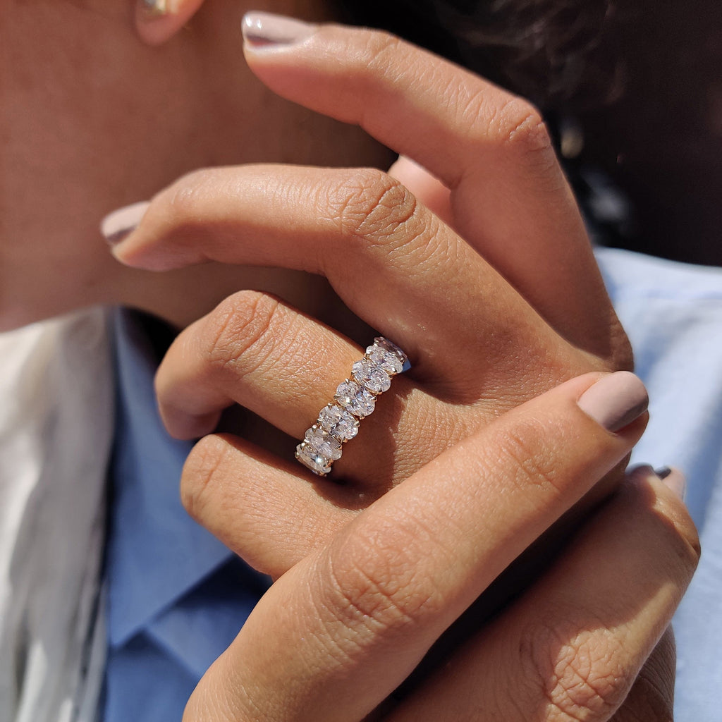 Full Eternity Oval Cut Moissanite Wedding Band