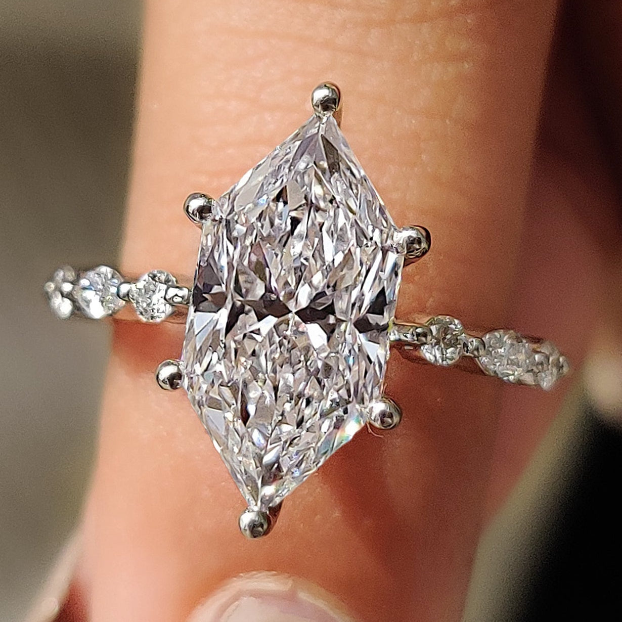Dutch Marquise Engagement Ring With Marquise And Round Side Stone Main image