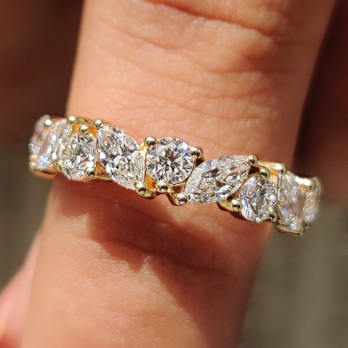 Half Eternity Marquise And Round Wedding Band