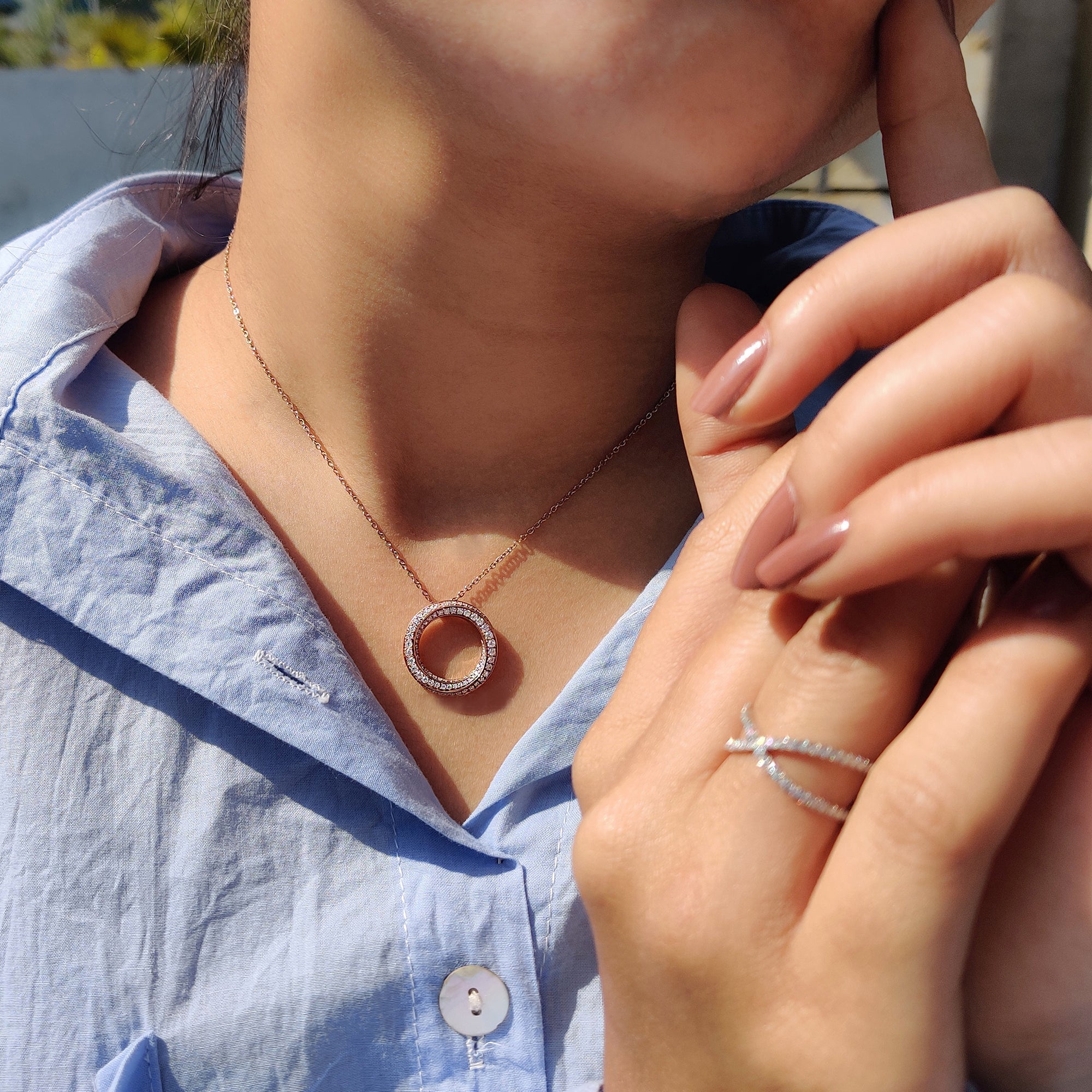 Twisted Multi Circle Moissanite Pendant In Round Cut