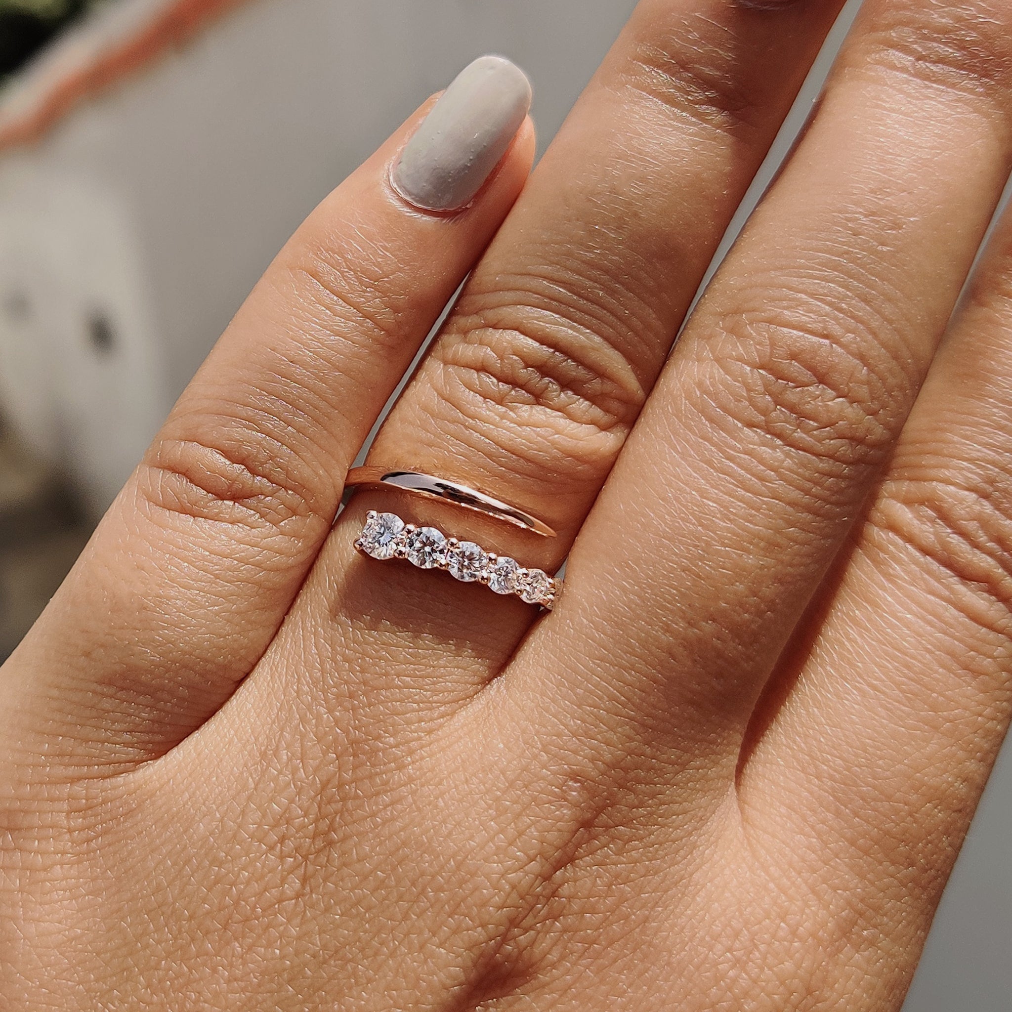 Open Moissanite Wedding Band In Round Cut Moissanite