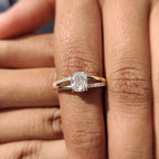 Cushion Cut Diamond Engagement Ring In Split Pave Style