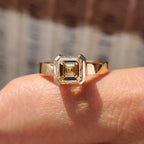 Asscher cut engagement ring in semi bezel setting