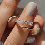 Open Moissanite Wedding Band In Round Cut Moissanite
