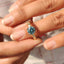 Cyan Blue Round Cut Hidden Halo Ring With Twisted Rope Band