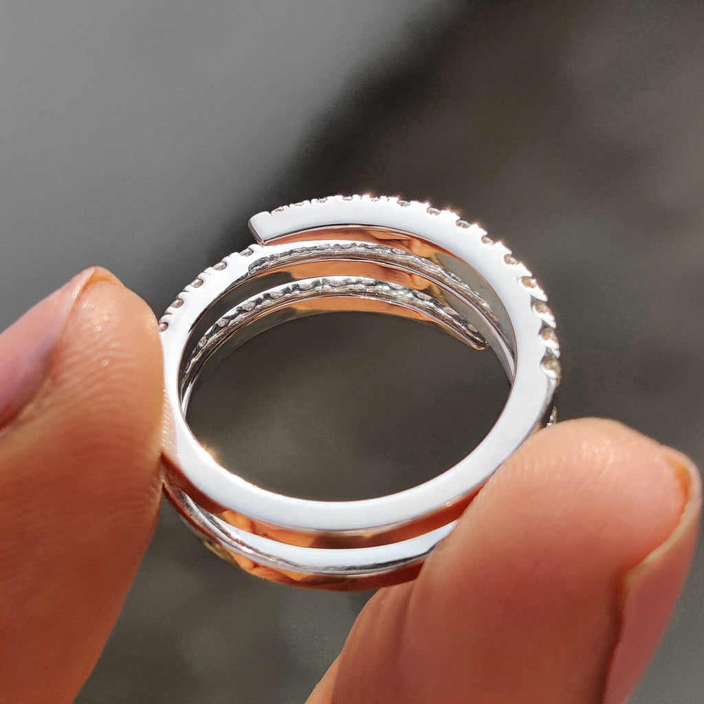Round Cut Half Eternity Spiral Wedding Band