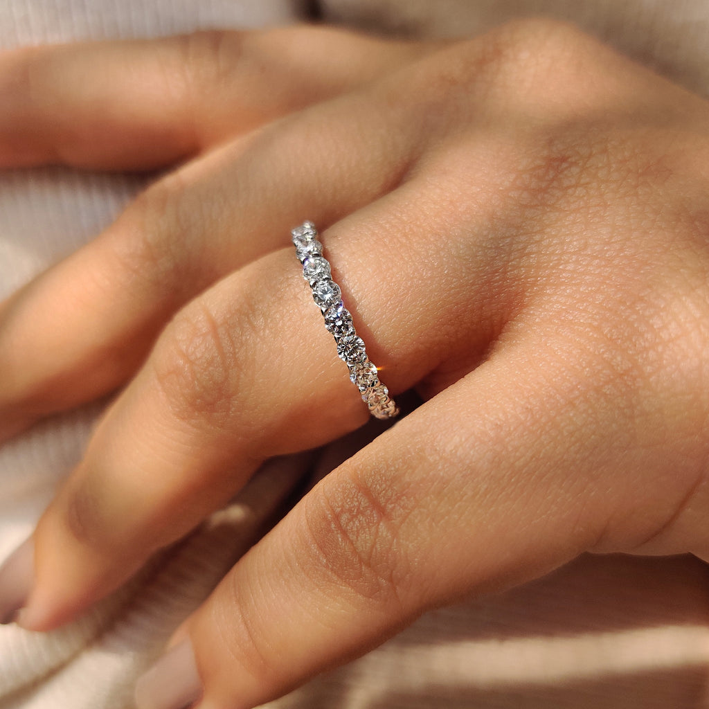 Minimalist Round Cut Eternity Style Diamond Wedding Band