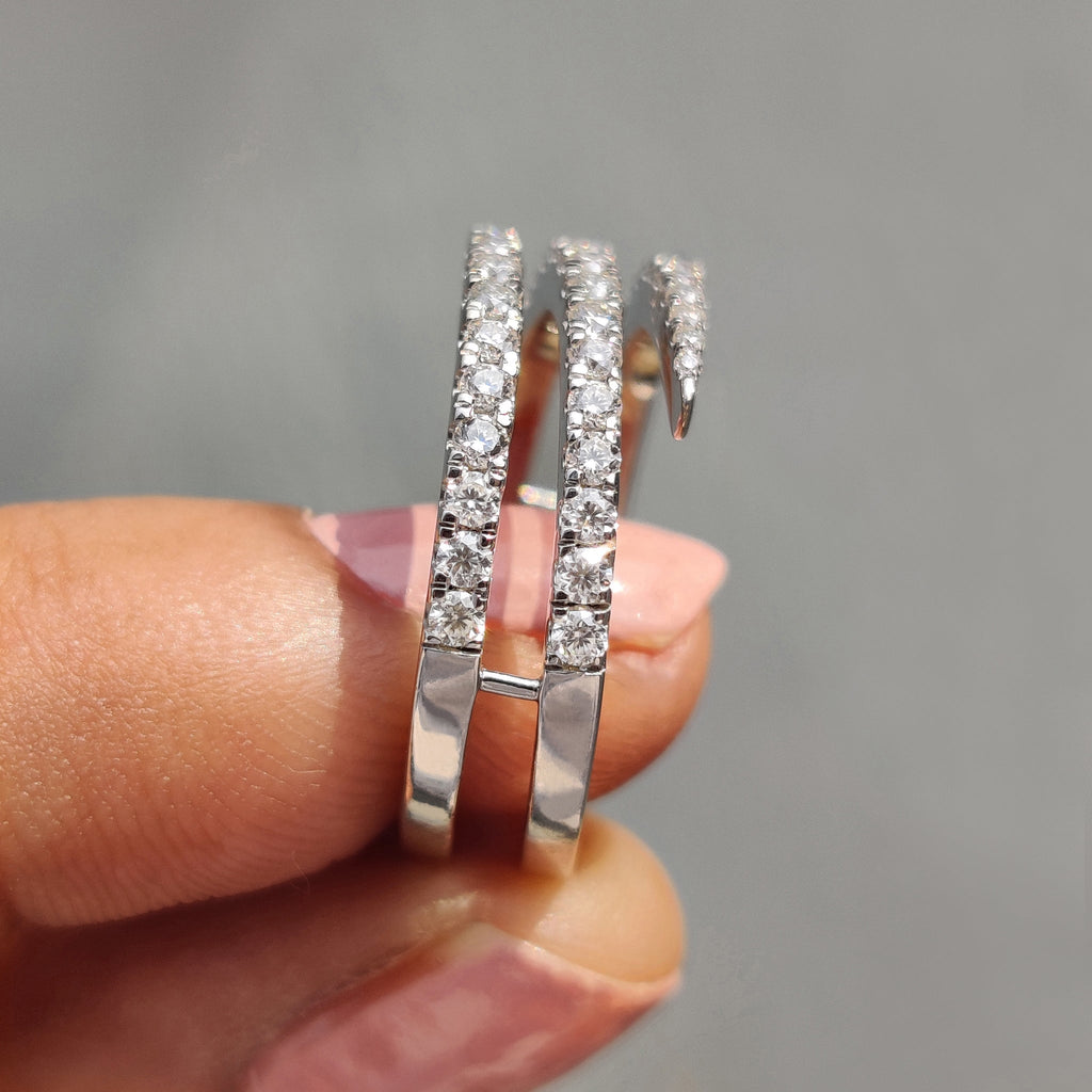 Round Cut Half Eternity Spiral Wedding Band