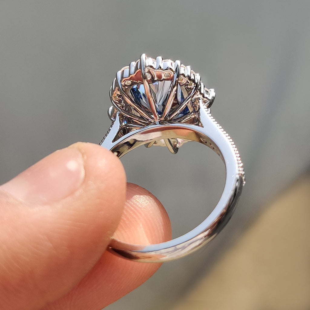 Radiant Halo Engagement Ring With Cathedral Setting