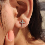 Round Cut Diamond Cross Earrings