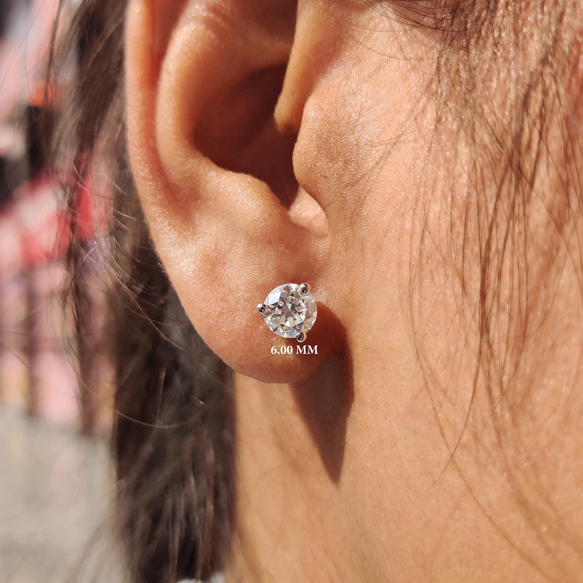 Round Cut Moissanite Stud Earrings Secondary image