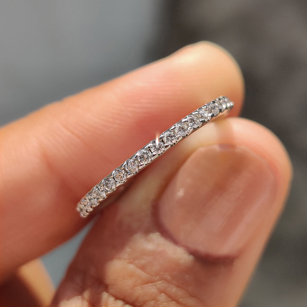 Round Cut Wedding Band In Half Eternity Style