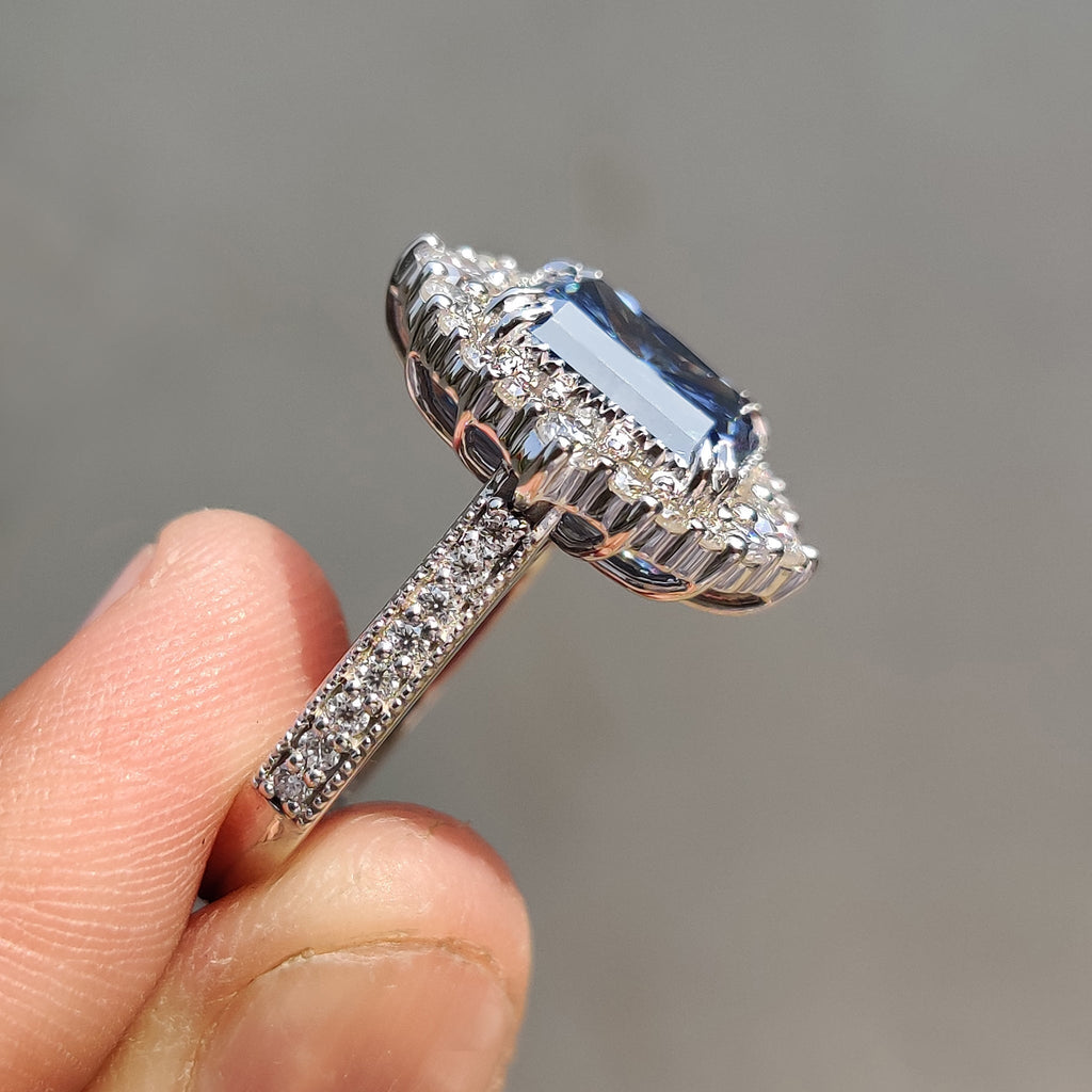 Radiant Halo Engagement Ring With Cathedral Setting