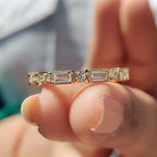 Baguette And Round Wedding Band In Milgrain Setting
