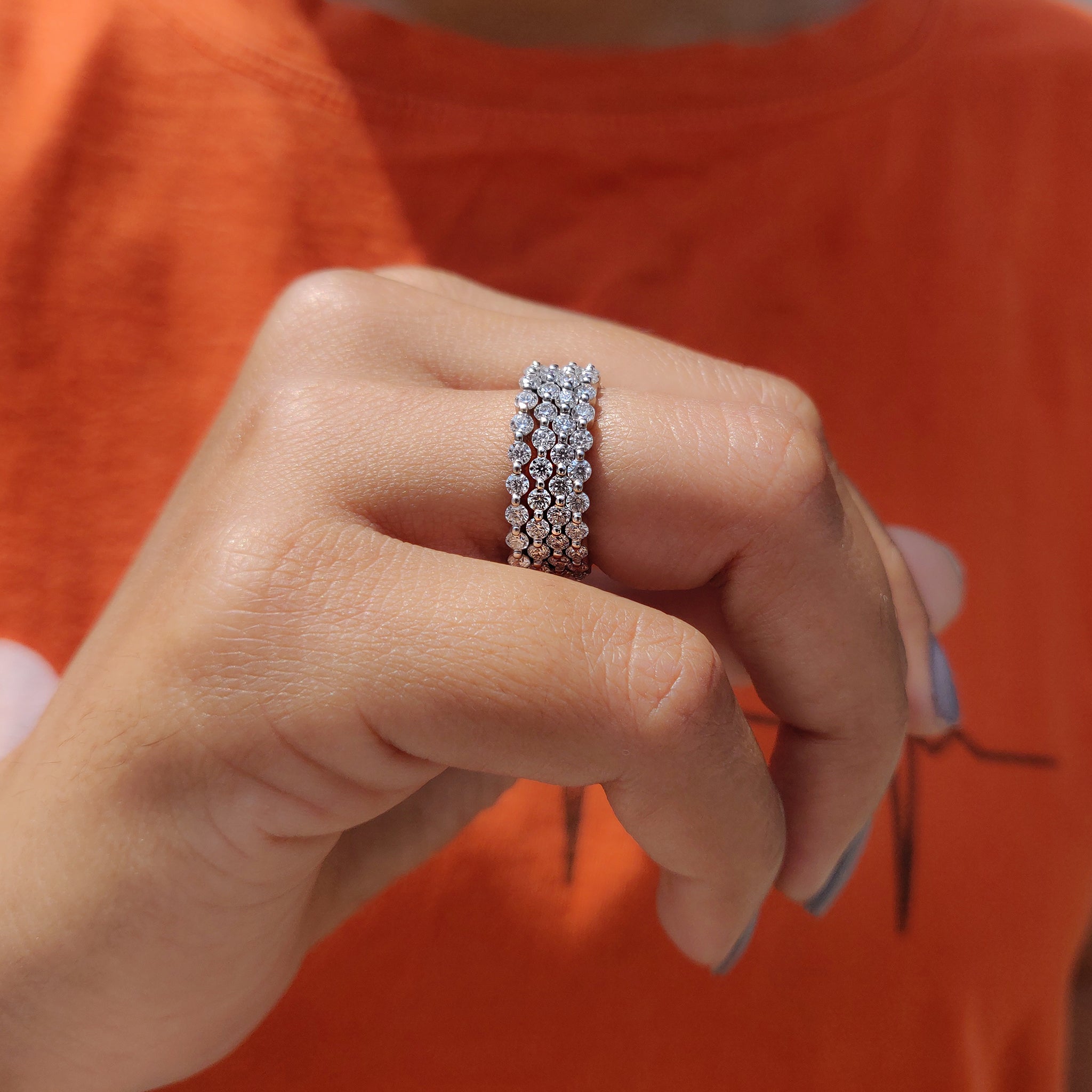 Moissanite Full Eternity Wedding Band Set
