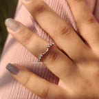 Stackable Wedding Band With Round Diamond Curved Design