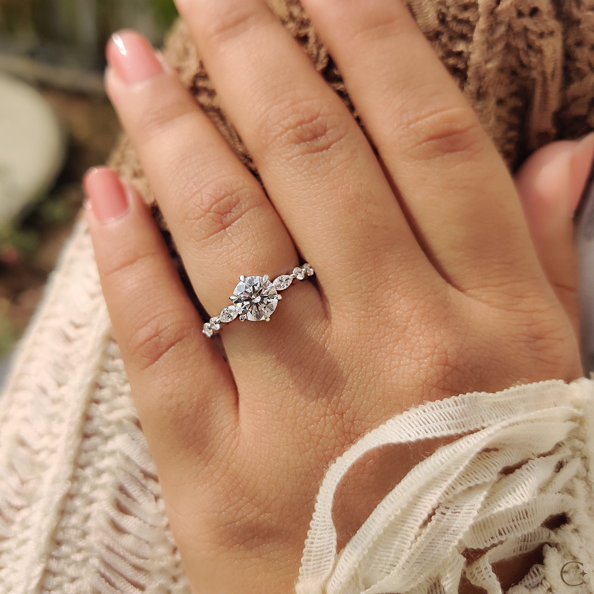 Lab Grown Round Diamond Ring In Share Prong Band